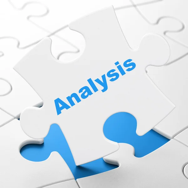 Marketingconcept: analyse op puzzel achtergrond — Stockfoto