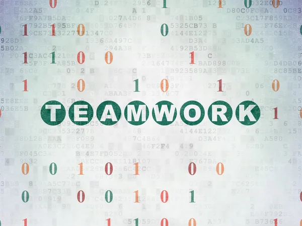 Financiën concept: Teamwork op digitale Data-Paper achtergrond — Stockfoto