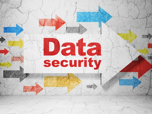 Safety concept: arrow with Data Security on grunge wall background — Stock Photo, Image