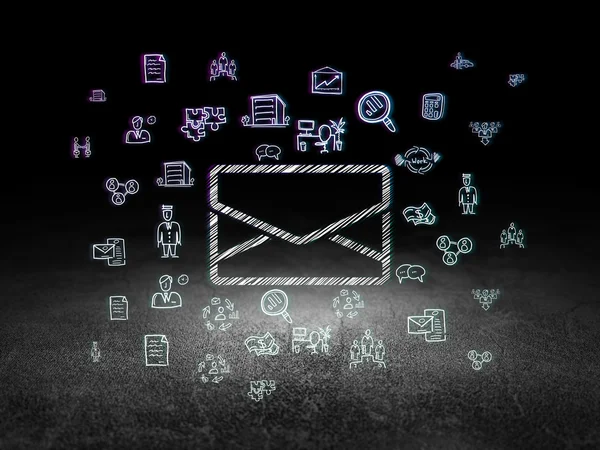 Business concept: Email in grunge dark room — Stock Photo, Image