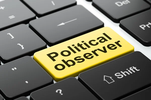 政治概念︰ 政治观察员对计算机键盘背景 — 图库照片
