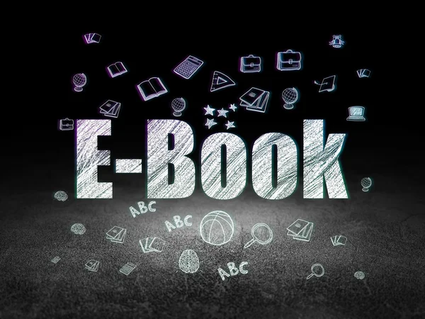 Conceito de aprendizagem: E-Book no quarto escuro grunge — Fotografia de Stock