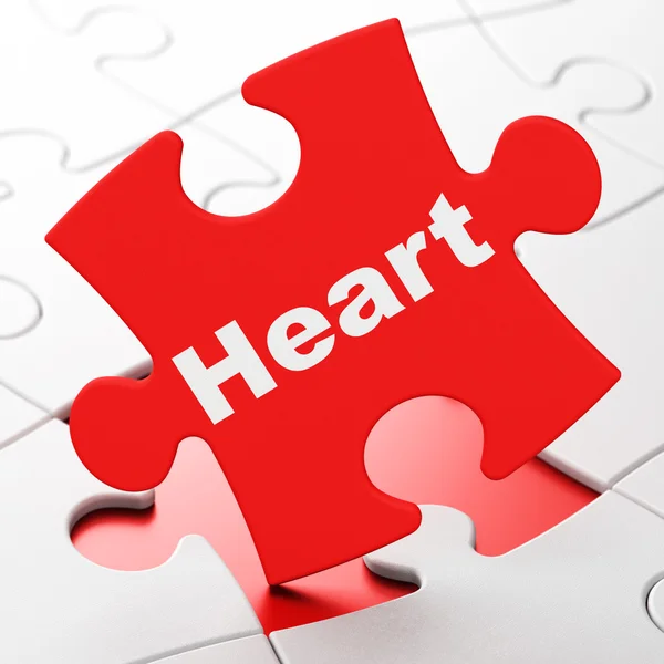 Medicine concept: Heart on puzzle background — Stock Photo, Image