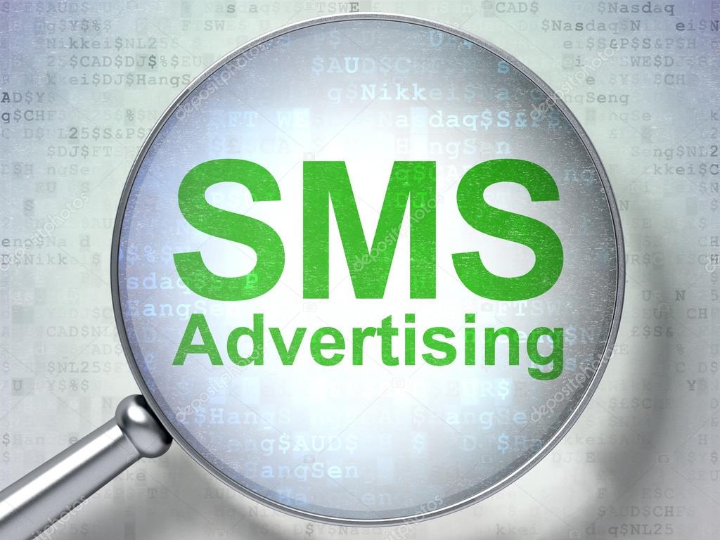 Advertising concept: SMS Advertising with optical glass