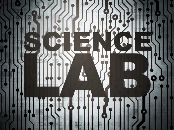 Koncepce vědy: deska s plošnými spoji s vědeckou laboratoří — Stock fotografie