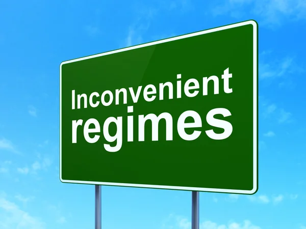 Political concept: Inconvenient Regimes on road sign background — Stockfoto