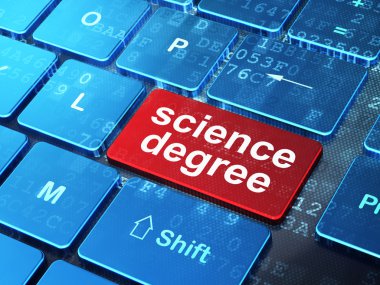 Bilim kavramı: Bilgisayar klavyesi arka planda Science Degree