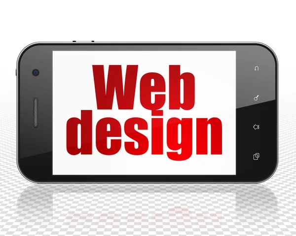 Conceito de desenvolvimento Web: Smartphone com Web Design em exibição — Fotografia de Stock
