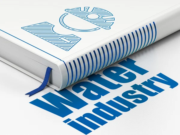 Ipari koncepció: Book gyár munkás, vízipar fehér háttér — Stock Fotó