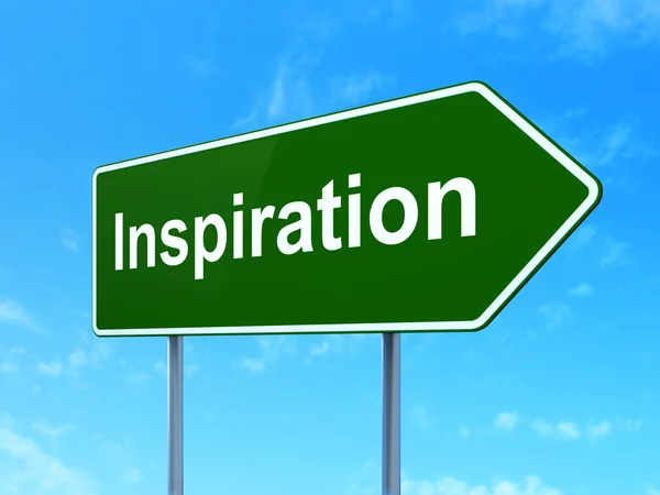 Marketing concept: Inspiration on road sign background — Stock Photo, Image