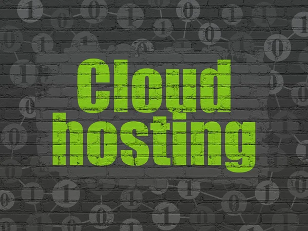 Concetto di tecnologia Cloud: Cloud Hosting su sfondo wall — Foto Stock