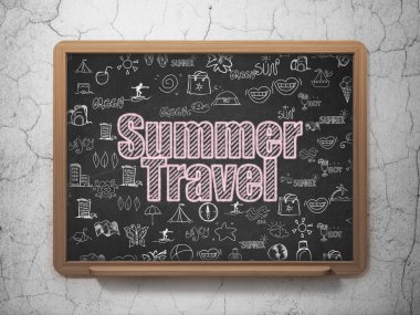 Tourism concept: Summer Travel on School board background