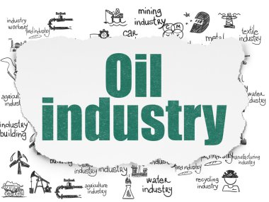 Endüstri kavramı: petrol endüstrisinin yırtılmış kağıt arka plan üzerinde