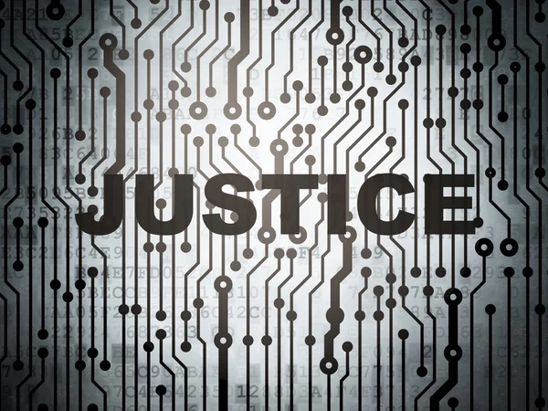 法律概念：带正义的电路板 — 图库照片