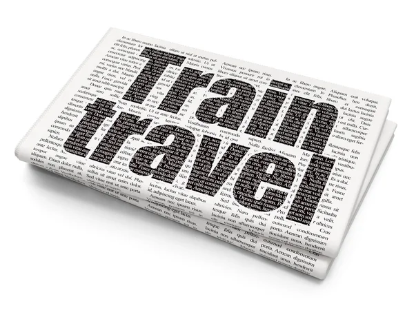 Reisekonzept: Bahnfahren auf Zeitungshintergrund — Stockfoto