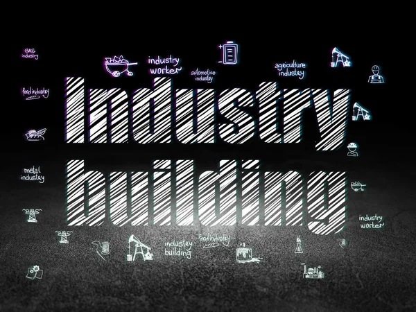 Conceito da indústria: Construção da indústria em sala escura grunge — Fotografia de Stock