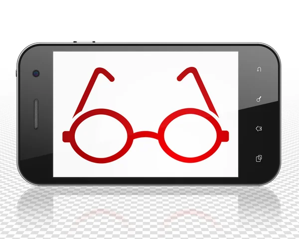 Concept éducatif : Smartphone avec lunettes à l'écran — Photo