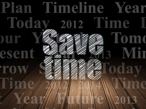 Time concept: Save Time in grunge dark room — Stock Photo, Image