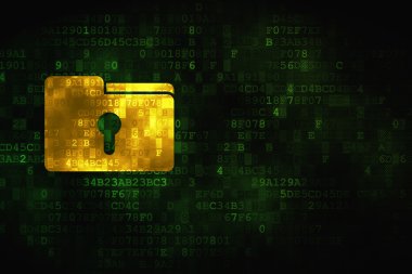 Ekonomi kavramı: klasör ile Keyhole dijital arka plan üzerinde