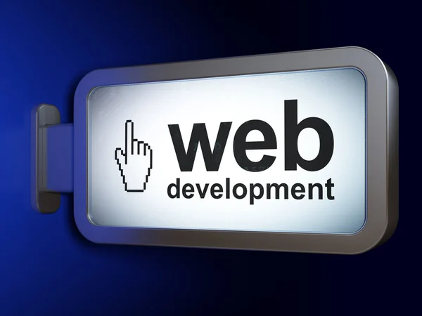 Koncepcja Web Design: Web Development i kursor myszki na tle Billboard — Zdjęcie stockowe