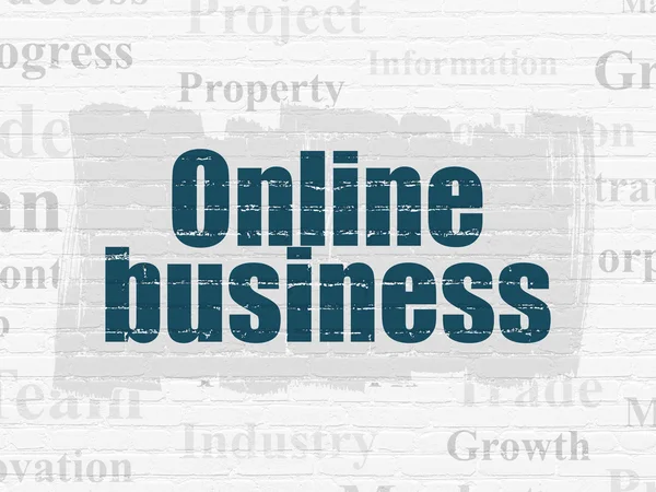 Affärsidé: Online Business på vägg bakgrund — Stockfoto