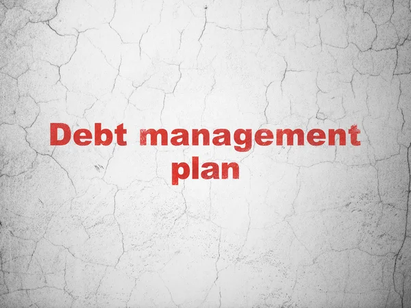 Концепция бизнеса: План управления долгом на настенном фоне — стоковое фото