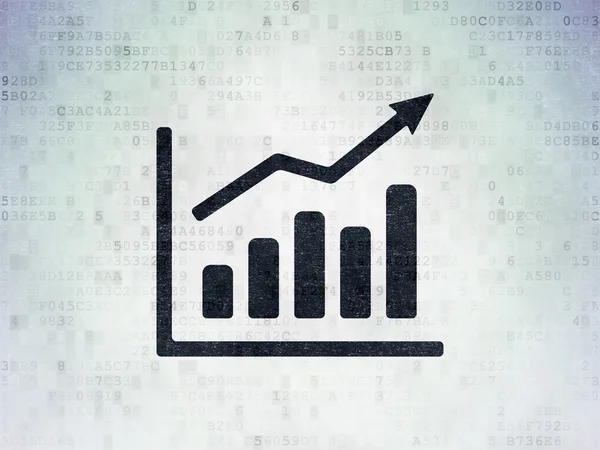 Finanční koncept: graf růstu na digitální Data papírové pozadí — Stock fotografie