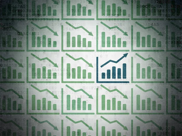 Conceito de negócio: ícone do gráfico de crescimento no plano de fundo do Digital Data Paper — Fotografia de Stock