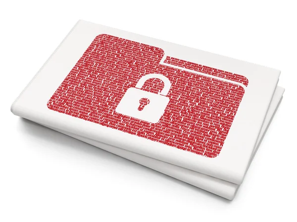 Business concept: Folder With Lock on Blank Newspaper background — Stock Photo, Image