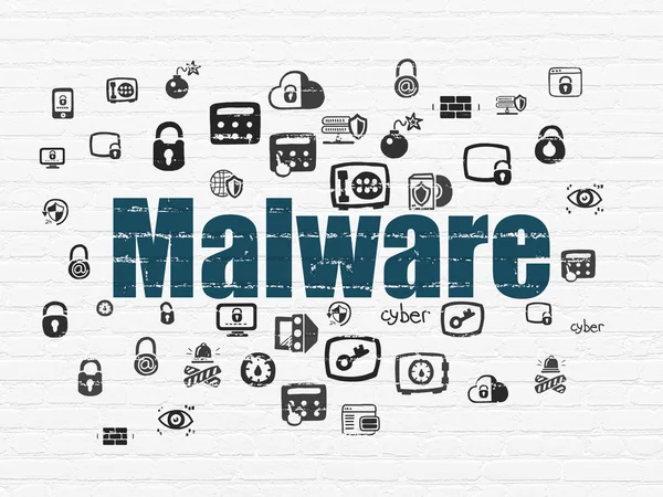 Schutzkonzept: Malware auf Wandhintergrund — Stockfoto