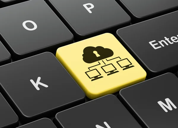 Concept de sécurité : Cloud Network sur fond de clavier d'ordinateur — Photo