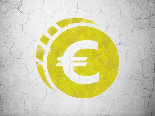 Currency concept: Euro Coin on wall background — Stock Photo, Image