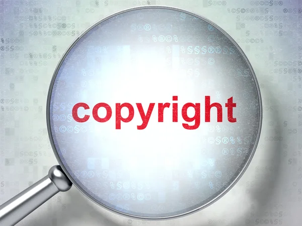 Law concept: Copyright with optical glass — Stock Photo, Image
