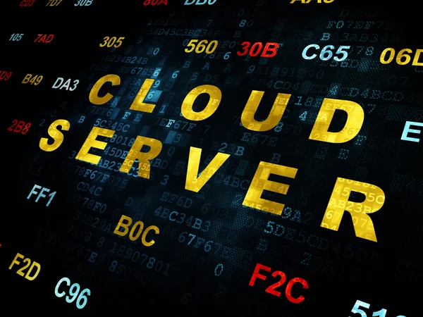 Concetto di cloud computing: Server cloud su sfondo digitale — Foto Stock