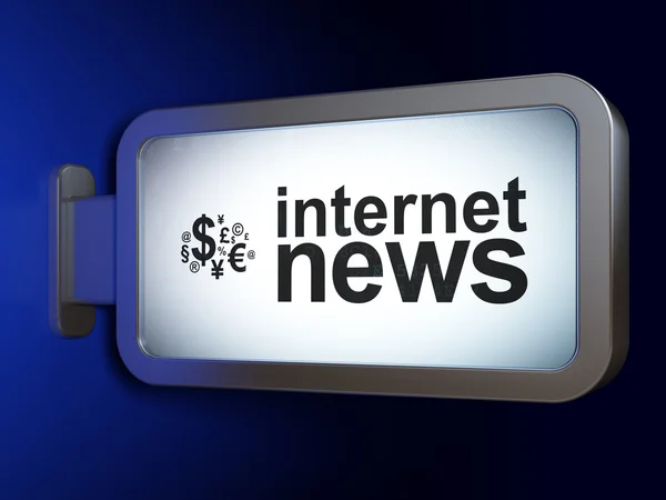 Концепция новостей: Символ интернет-новостей и финансов на фоне рекламного щита — стоковое фото