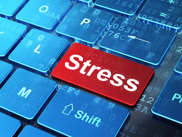 Concept de soins de santé : Stress sur fond de clavier d'ordinateur — Photo