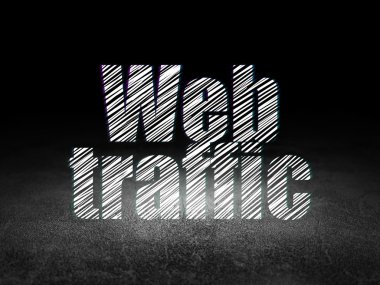 Web geliştirme kavramı: grunge karanlık odada Web trafiği