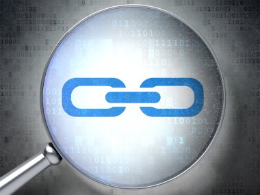 Web design concept: Link with optical glass on digital background