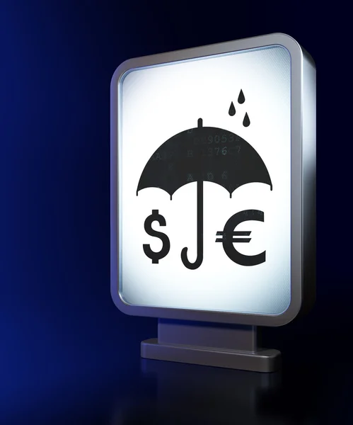 Privacy concept: Money And Umbrella on billboard background — Stock Photo, Image