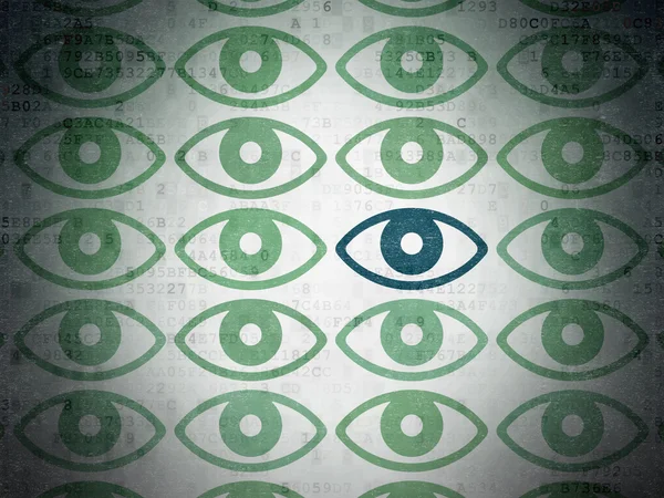 Concepto de privacidad: icono del ojo en el fondo de Digital Data Paper —  Fotos de Stock