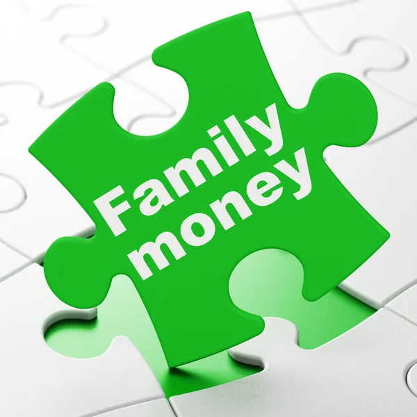 돈 개념: 퍼즐 배경에 가족 돈을 — 스톡 사진