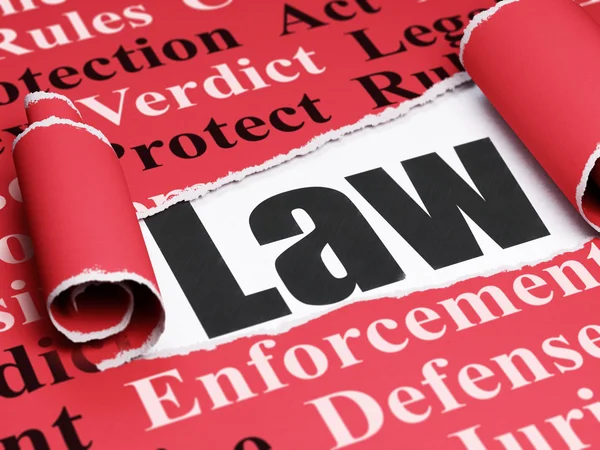 Law concept: black text Law under the piece of  torn paper — Stock Photo, Image