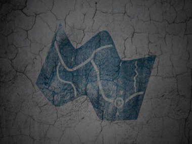 Seyahat kavramı: harita grunge duvar arka plan üzerinde