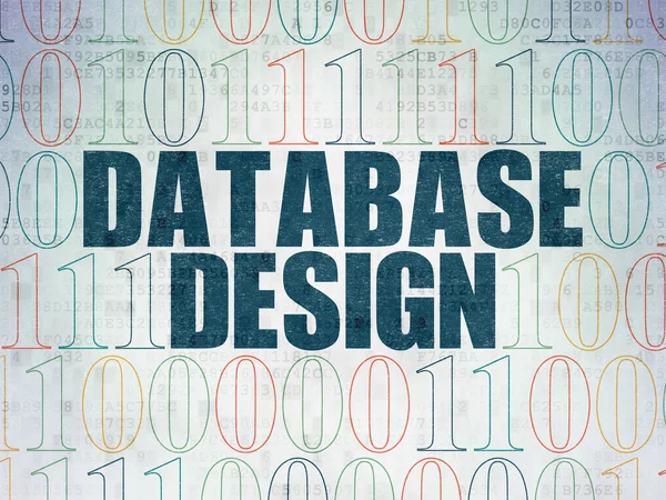 Concepto de programación: Diseño de bases de datos sobre el fondo del documento de datos digitales —  Fotos de Stock