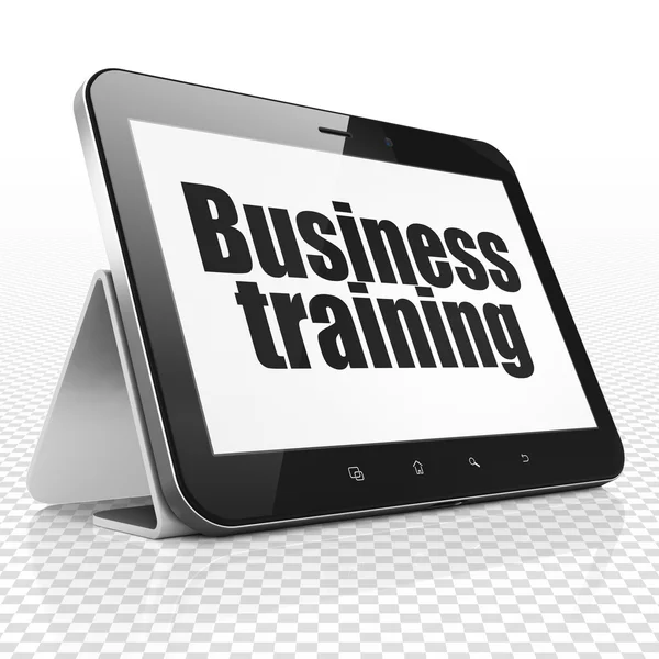 Concetto educativo: Tablet Computer con Business Training in mostra — Foto Stock