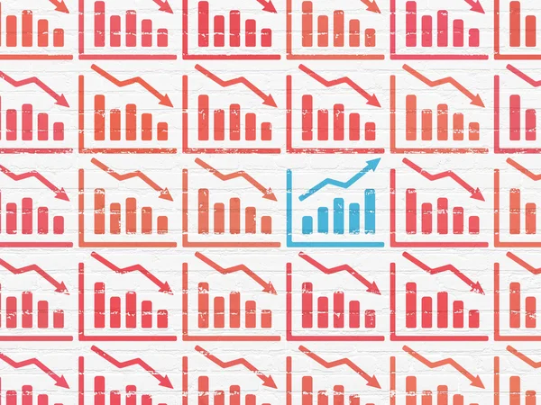 İş kavramı: duvar arka plan üzerinde büyüme grafik simgesi — Stok fotoğraf