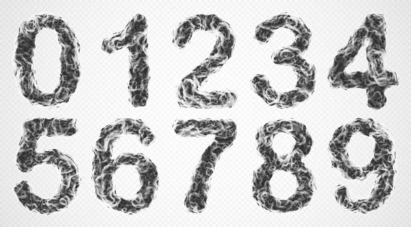 Clubs de fumée réalistes ou vapeur en forme de nombres — Image vectorielle