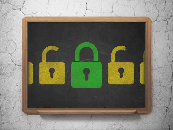 Privacy concept: green closed padlock icon on School Board — Stock Photo, Image