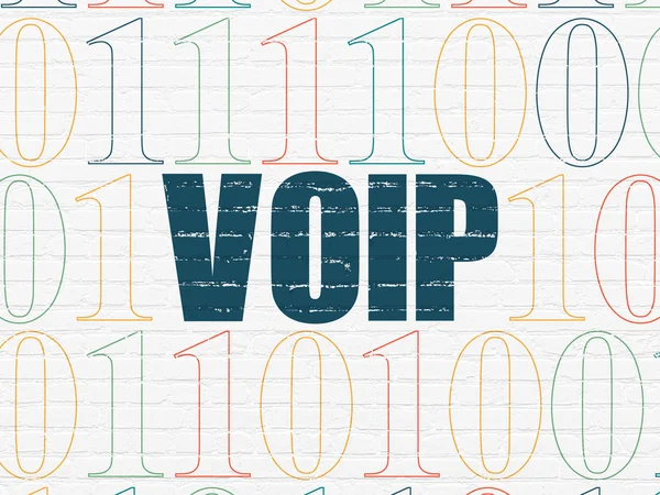 Концепция веб-разработки: VOIP на фоне стен — стоковое фото