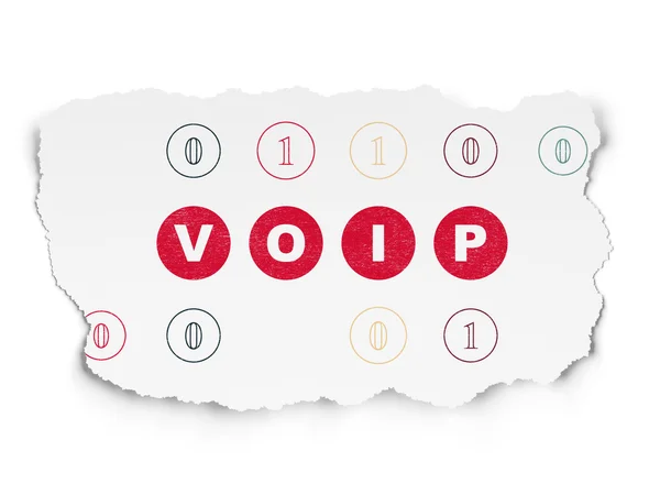 Концепция веб-дизайна: VOIP на фоне порванной бумаги — стоковое фото